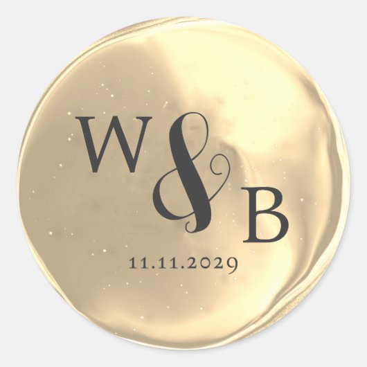 Eenvoudige Elegante Trouw Waszegel met Monogram Ronde Sticker (Voorkant)
