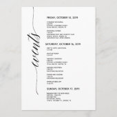 Eenvoudige Elegante Trouw Welkom & Evenementen Kaa Programmakaart (Achterkant)