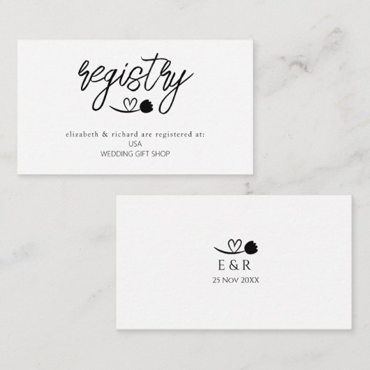 Eenvoudige Elegante Trouwdouche Gift Registry Informatiekaartje (Voorkant / Achterkant)