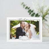 Eenvoudige Elegante Trouwfoto Bedankkaart (Staand voorkant)