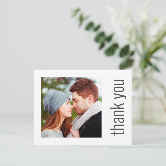 Eenvoudige elegante trouwfoto dank u nota bedankkaart (Staand voorkant)