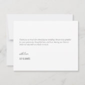 Eenvoudige elegante trouwfoto dank u nota bedankkaart (Achterkant)