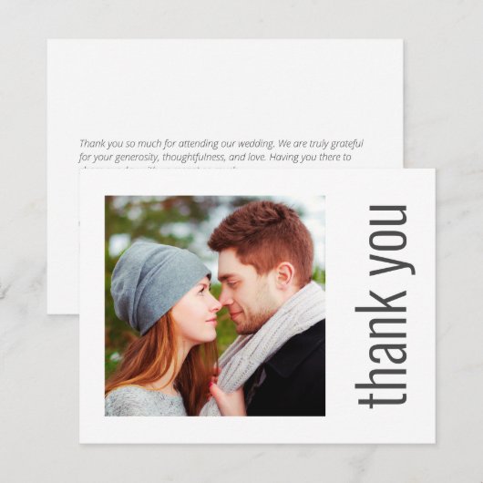 Eenvoudige elegante trouwfoto dank u nota bedankkaart (Voorkant / Achterkant)