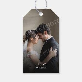 Eenvoudige Elegante Trouwfoto Dankjewel Cadeaulabel