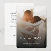 Eenvoudige Elegante Trouwfoto Dankkaart voor het H Bedankkaart (Voorkant / Achterkant)