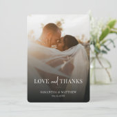 Eenvoudige Elegante Trouwfoto Dankkaart voor het H Bedankkaart (Staand voorkant)