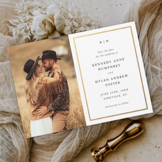 Eenvoudige Elegante Trouwfoto Save The Date