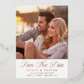 Eenvoudige Elegante Trouwfoto Save the Date Folie Uitnodiging (Voorkant)