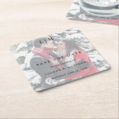 Eenvoudige Elegante Trouwfoto Save the Date Kartonnen Onderzetters (Schuin)