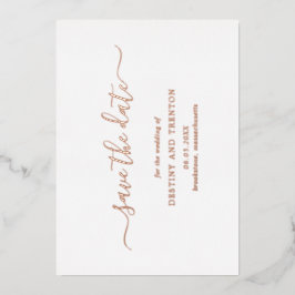 Eenvoudige Elegante Trouwkaart Save The Date Folie Uitnodiging