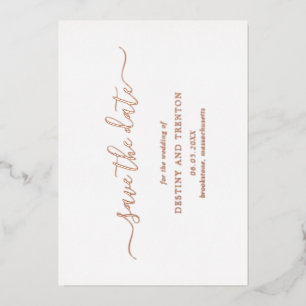 Eenvoudige Elegante Trouwkaart Save The Date Folie Uitnodiging