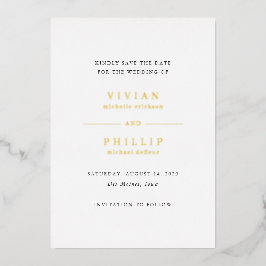 Eenvoudige Elegante Trouwkaart Save the Date Folie Uitnodiging