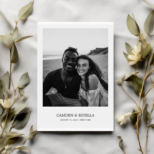 Eenvoudige elegante trouwkaart Save The Date met f