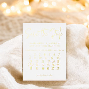 Eenvoudige elegante trouwkalender opslaan van de d folie feestdagen briefkaart