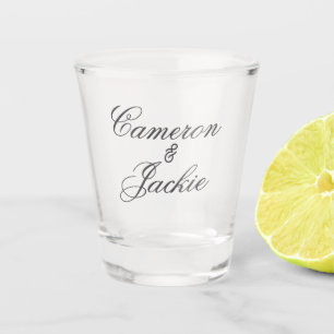 Eenvoudige elegante trouwkoppel naam stijlvolle ka shot glas