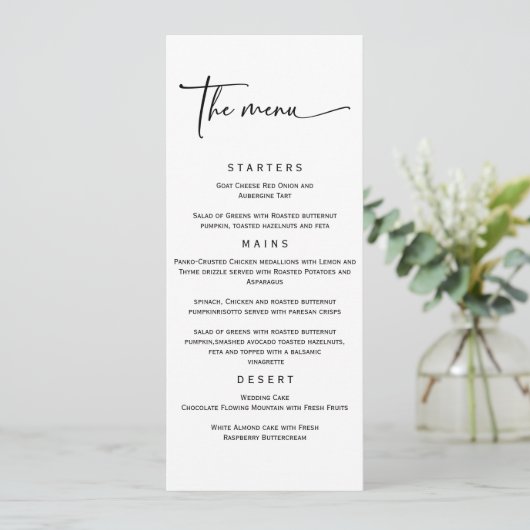 Eenvoudige Elegante Trouwmenu Sjabloon Menu (Staand voorkant)