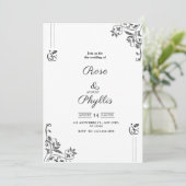 Eenvoudige elegante trouwuitnodiging in grijs met kaart (Staand voorkant)