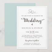 Eenvoudige elegante trouwuitnodiging kaart (Voorkant / Achterkant)