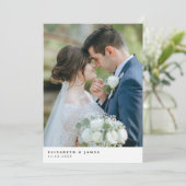 Eenvoudige elegante twee foto bruiloft dank u kaar bedankkaart (Staand voorkant)