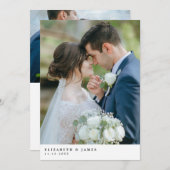 Eenvoudige elegante twee foto bruiloft dank u kaar bedankkaart (Voorkant / Achterkant)