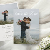 Eenvoudige elegante twee foto bruiloft save the date