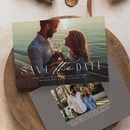 Eenvoudige elegante twee foto moderne type opslaan save the date