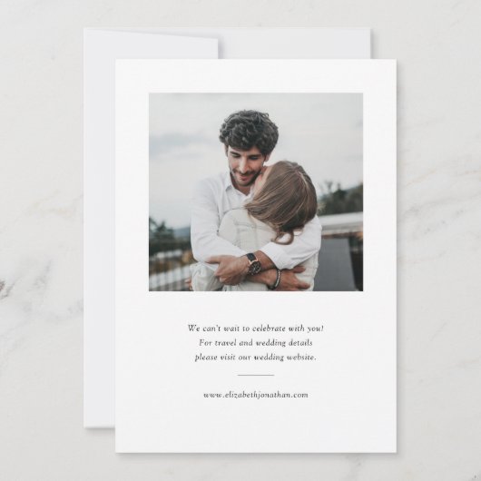 Eenvoudige Elegante Twee Foto Verloving Bruiloft Save The Date (Achterkant)