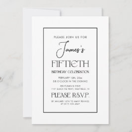 Eenvoudige Elegante Typografie 50e Verjaardagsfees Kaart