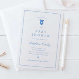 Eenvoudige Elegante Typografie Blauwe Babyborrel Kaart