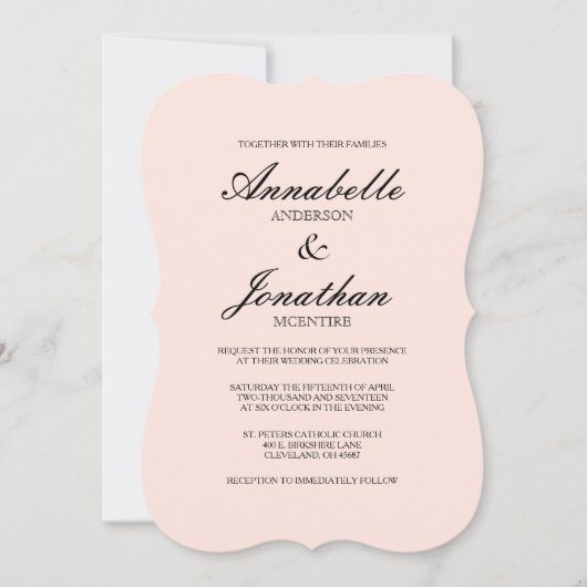 Eenvoudige elegante typografie Blush bruiloft uitn Kaart (Voorkant)