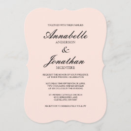 Eenvoudige elegante typografie Blush bruiloft uitn Kaart