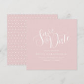 Eenvoudige Elegante Typografie Blush Roze Bruiloft Save The Date (Voorkant / Achterkant)