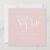 Eenvoudige Elegante Typografie Blush Roze Bruiloft Save The Date (Voorkant)
