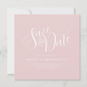 Eenvoudige Elegante Typografie Blush Roze Bruiloft Save The Date