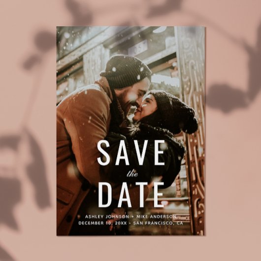 Eenvoudige elegante typografie bruiloft Opslaan da Aankondigingskaart