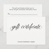 Eenvoudige elegante typografie | Cadeaubon (Voorkant / Achterkant)