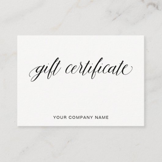 Eenvoudige elegante typografie | Cadeaubon Kortingskaartje (Voorkant)