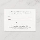Eenvoudige elegante typografie | Cadeaubon Kortingskaartje (Achterkant)
