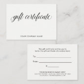 Eenvoudige elegante typografie | Cadeaubon Kortingskaartje (Voorkant / Achterkant)