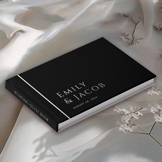 Eenvoudige elegante typografie en foto bruiloft gastenboek