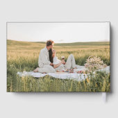 Eenvoudige elegante typografie en foto bruiloft gastenboek (Achterkant)