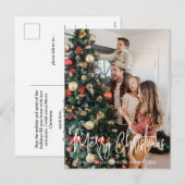 Eenvoudige elegante typografie Familie Kerstfoto Feestdagenkaart (Voorkant / Achterkant)