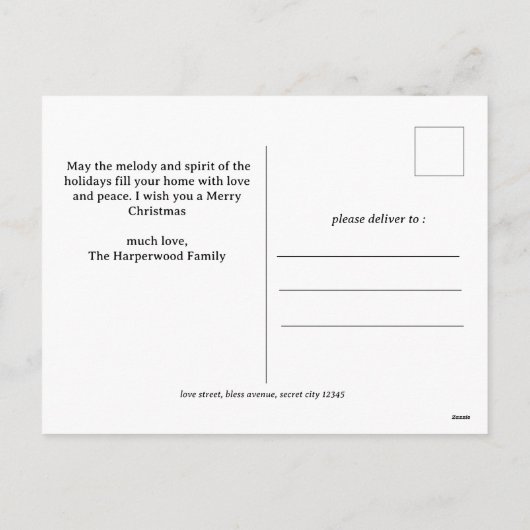 Eenvoudige elegante typografie Familie Kerstfoto Feestdagenkaart (Achterkant)