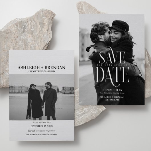 Eenvoudige Elegante Typografie Foto Save The Date
