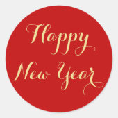 Eenvoudige elegante typografie Gelukkig Nieuwjaar  Ronde Sticker (Voorkant)