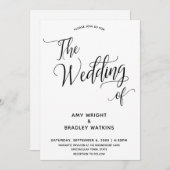 Eenvoudige elegante typografie Het huwelijk van Kaart (Voorkant / Achterkant)
