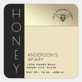 Eenvoudige elegante typografie in blokvorm honing  vierkante sticker
