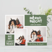 Eenvoudige Elegante Typografie Kerstmis Paar 3 Fot Feestdagenkaart (Staand voorkant)