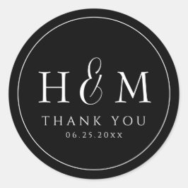 Eenvoudige Elegante Typografie Monogram Trouw Ronde Sticker