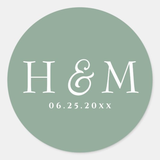 Eenvoudige Elegante Typografie Monogram Trouw Ronde Sticker (Voorkant)